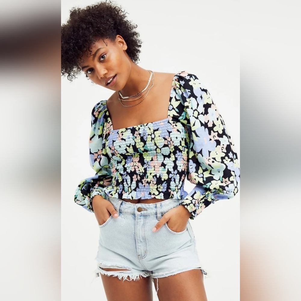 Free People Ariana Long Sleeve Blouse in Retro Size S